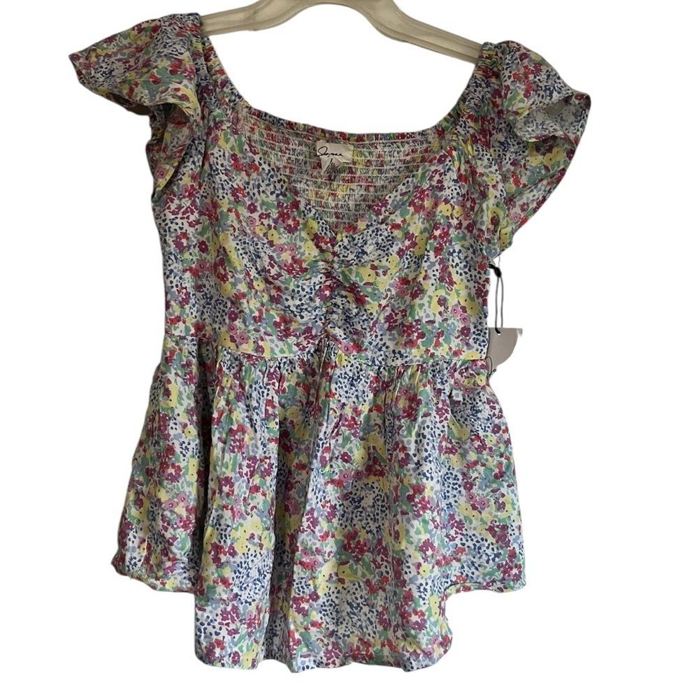 Floral Kids Blouse with Ruffled Sleeves